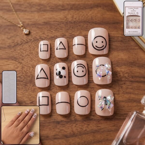 Press-On Nails – Reusable False Nail Set with Strong Glue for Equally Glam Looks (Mix Design)