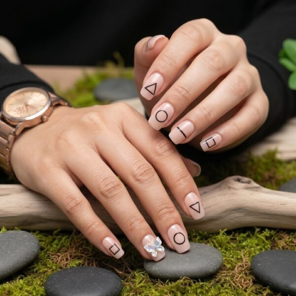 Press-On Nails – Reusable False Nail Set with Strong Glue for Equally Glam Looks (Mix Design)