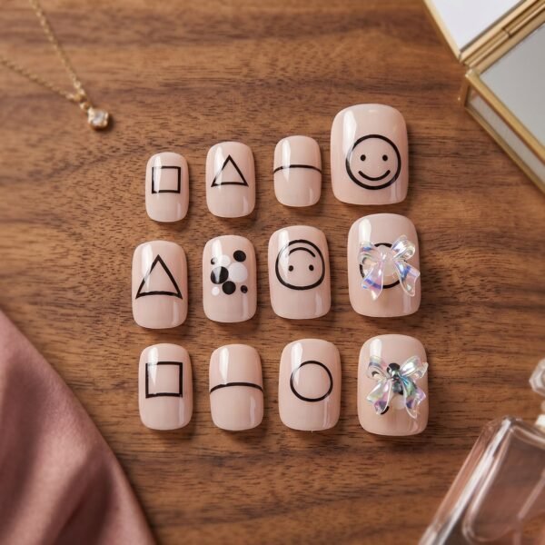 Press-On Nails – Reusable False Nail Set with Strong Glue for Equally Glam Looks (Mix Design)