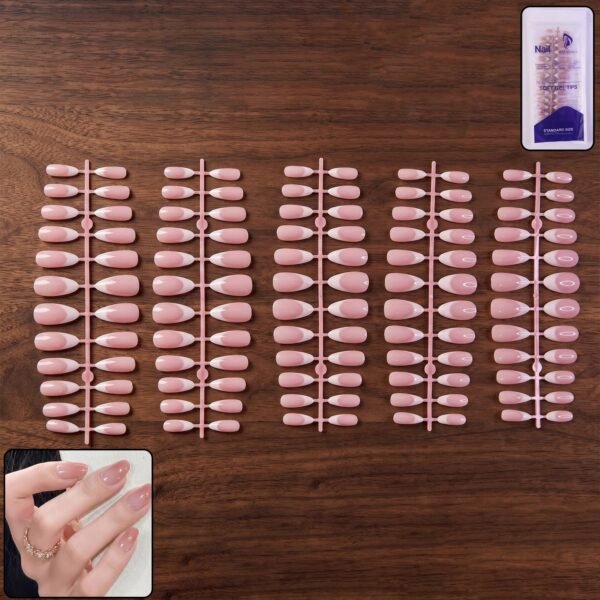 Artificial Nail Tips Set – Elegant French Manicure at Home