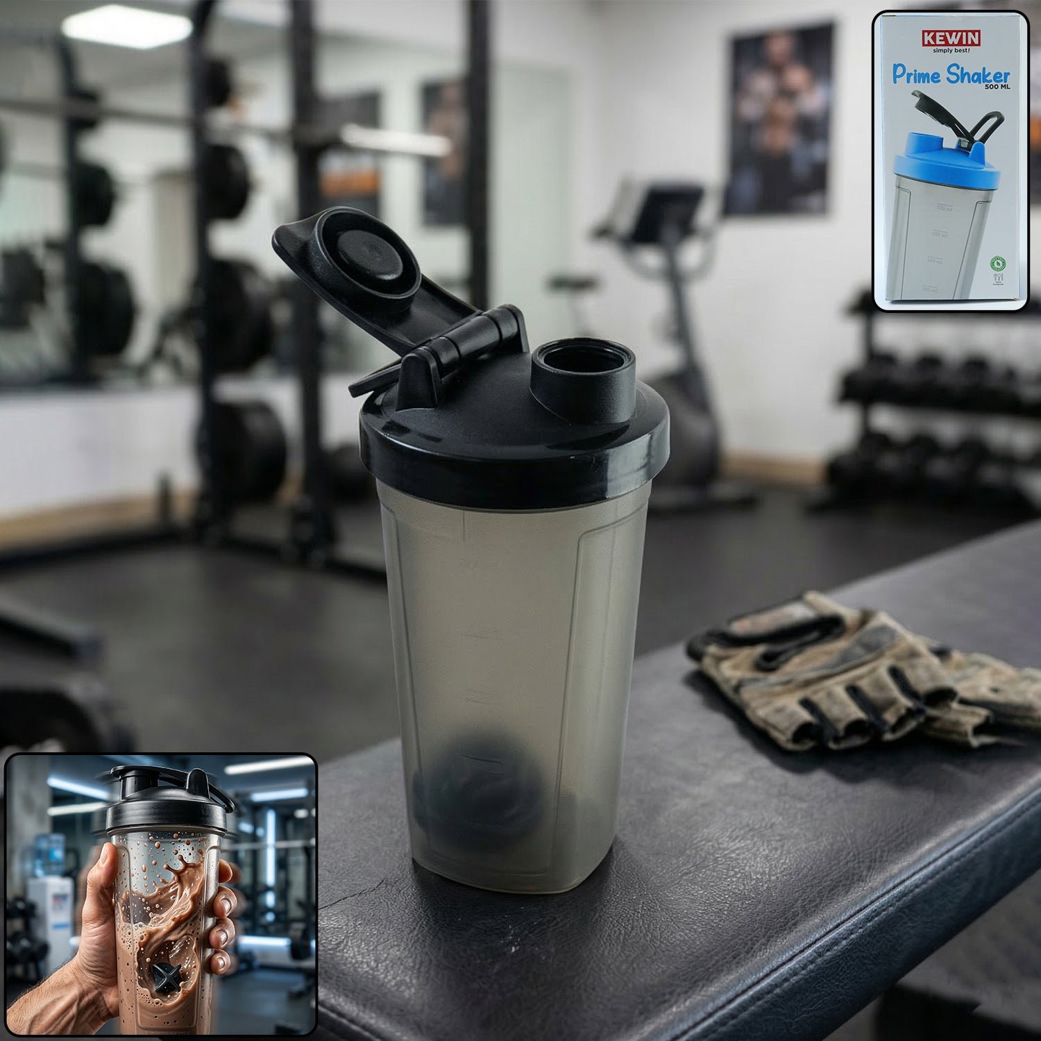 500 ml Plastic Gym Shaker Bottle – Leakproof with Mixing Ball