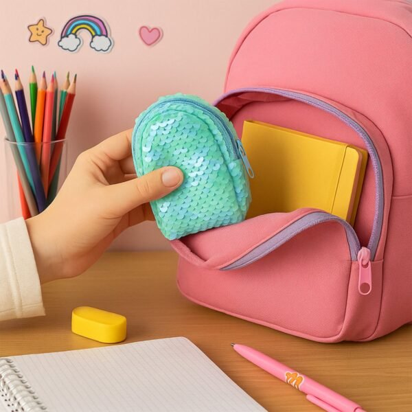 Sequin Pouch – Sparkly Zipper Pouch for Coins, Makeup & Essentials