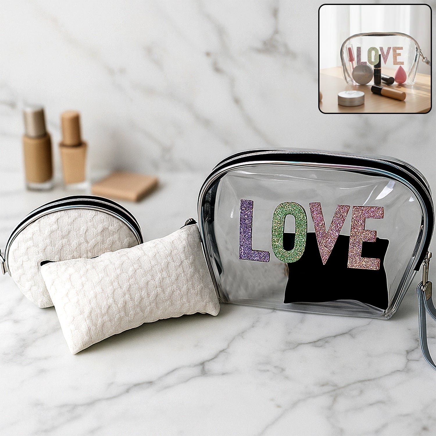 3-in-1 Makeup Bag Set – Compact & Stylish Travel Organizer