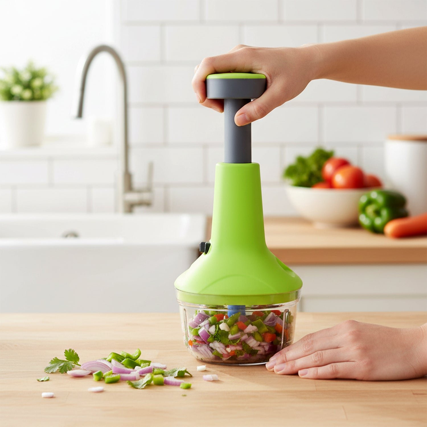 Push-Down Vegetable Chopper – 750 ml High Capacity Manual Cutter