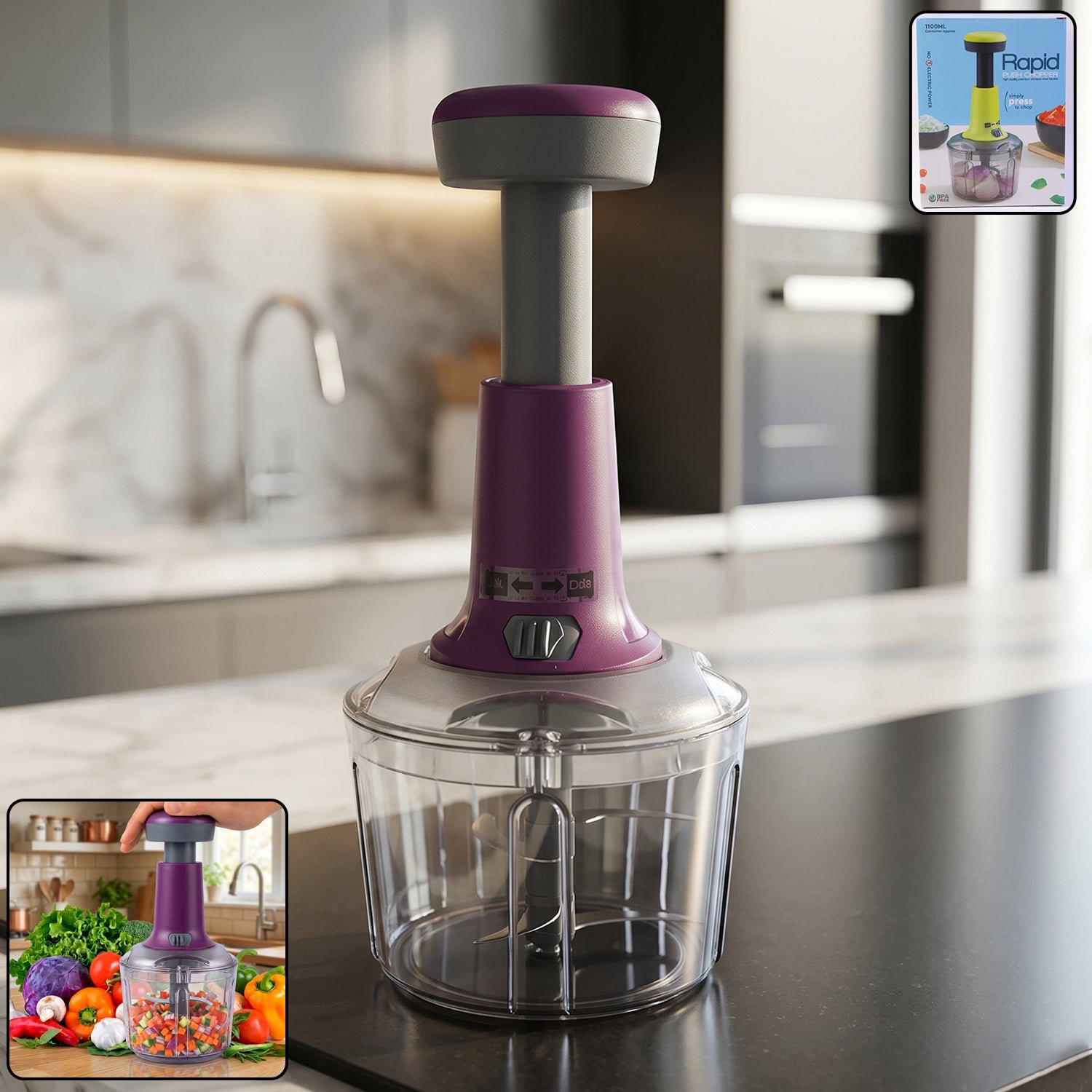 Push Chopper 1100 ML – Efficient Manual Vegetable Slicer