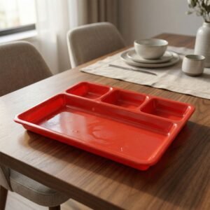 Multipurpose Compartment Serving Tray – 32×25 Cm Durable Sectioned Plate