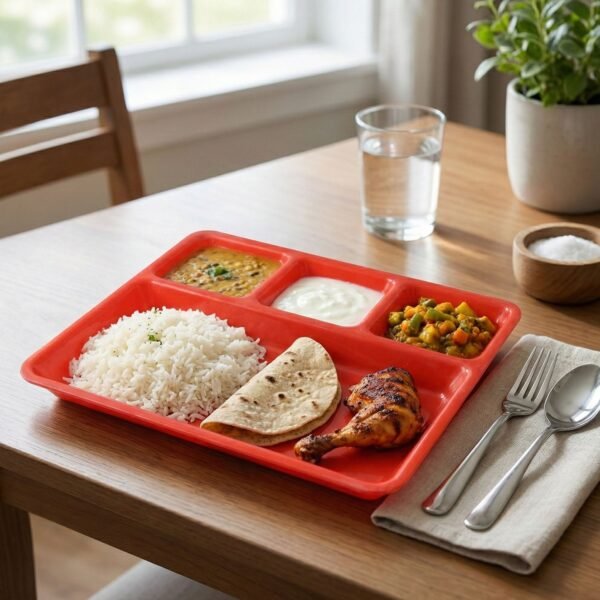 Multipurpose Compartment Serving Tray – 32×25 Cm Durable Sectioned Plate