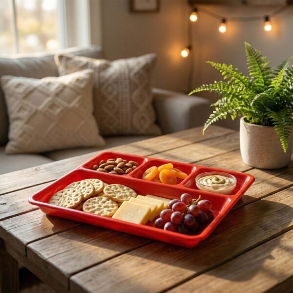 Multipurpose Compartment Serving Tray – 32×25 Cm Durable Sectioned Plate