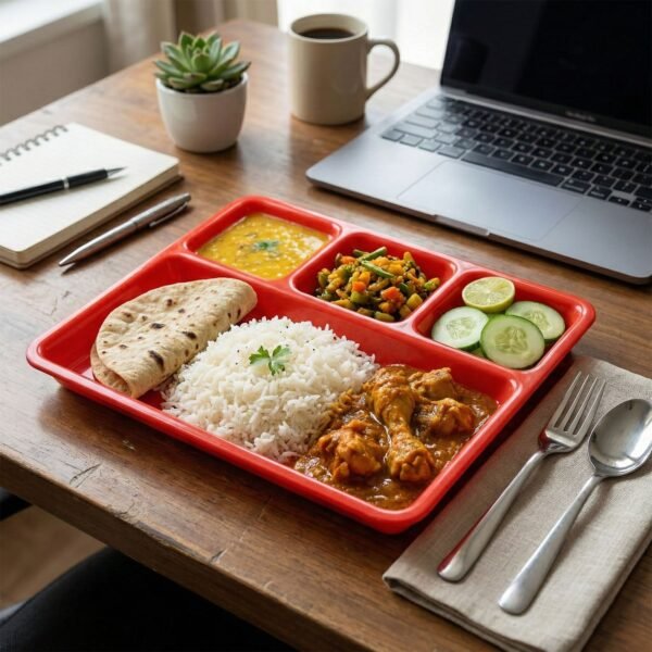 Multipurpose Compartment Serving Tray – 32×25 Cm Durable Sectioned Plate