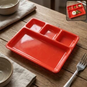 Multipurpose Compartment Serving Tray – 32×25 Cm Durable Sectioned Plate