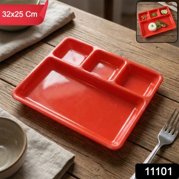 Multipurpose Compartment Serving Tray – 32×25 Cm Durable Sectioned Plate