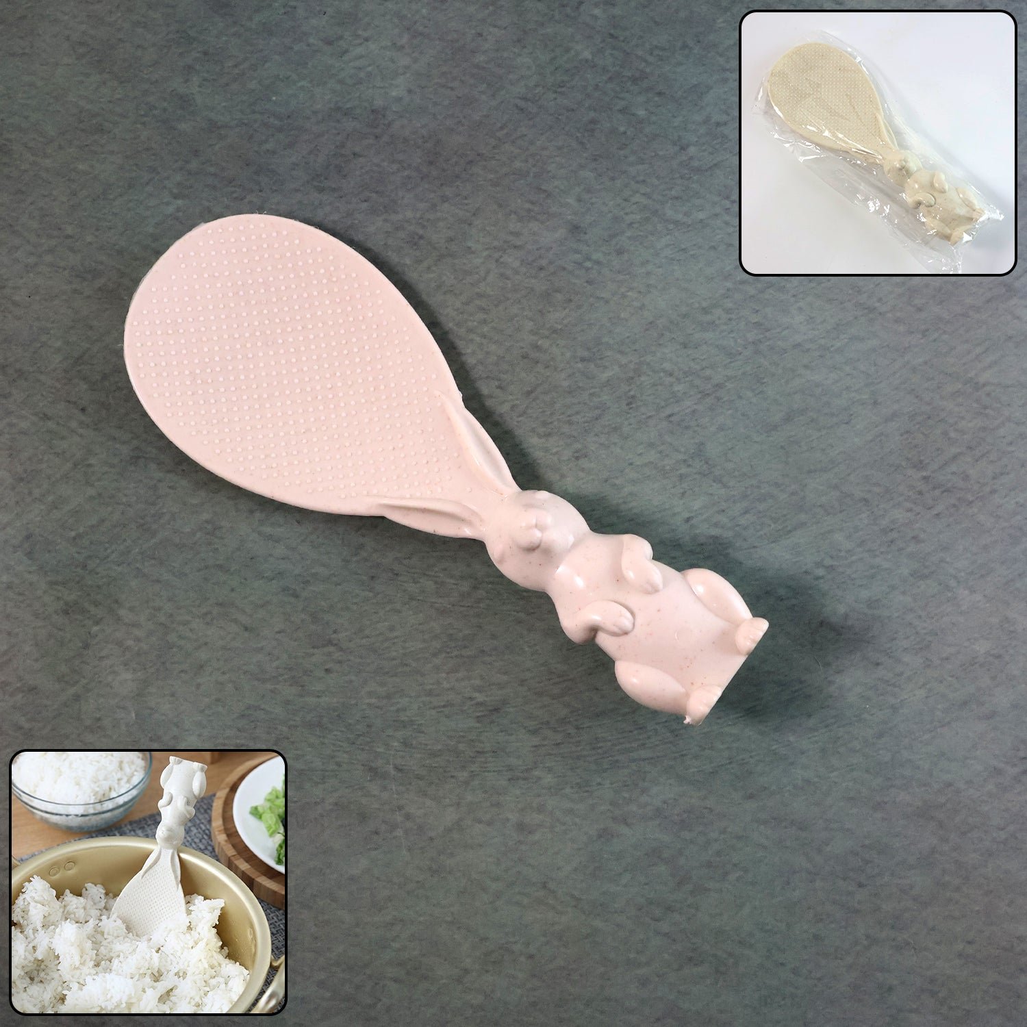 RabbitRiceSpoon-WOSKU-01 Bunny Handle Rice Serving Spoon – Non-Stick & Ergonomic Grip
