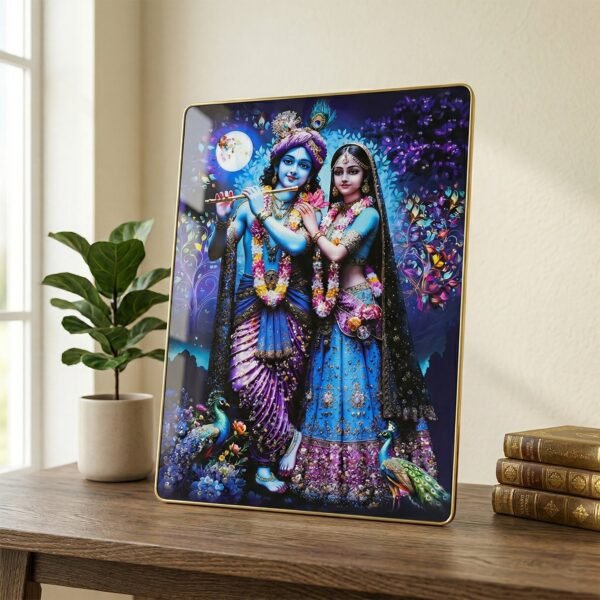 RadhaKrishnawallPainting03-02 Radha Krishna Wall Frame – Divine Moonlight Artistic Decor