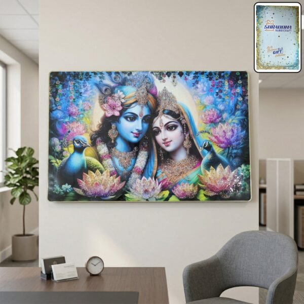 Radha Krishna Wall Frame – Vibrant Spiritual Artwork for Home