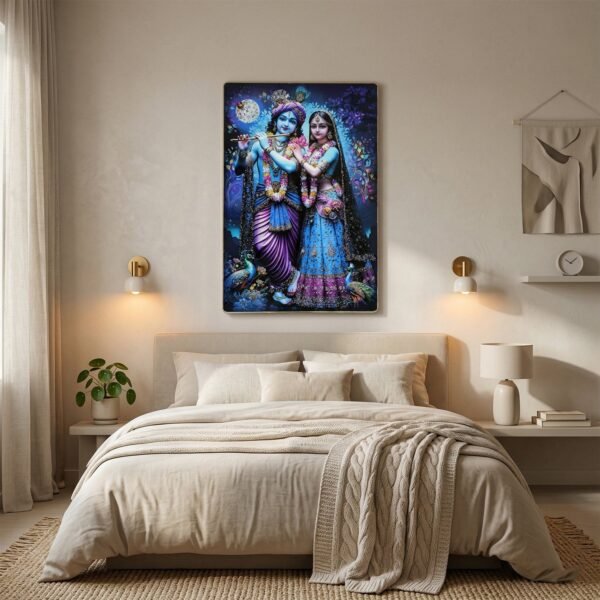 Radha Krishna Wall Frame – Large Artistic Decor for Devotees