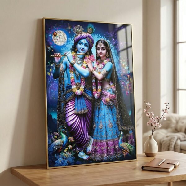 Radha Krishna Wall Frame – Large Artistic Decor for Devotees