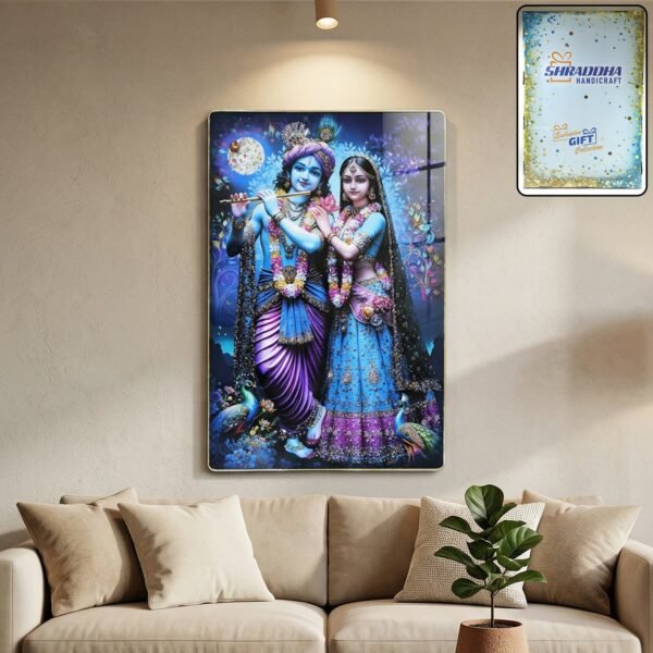 Radha Krishna Wall Frame – Large Artistic Decor for Devotees