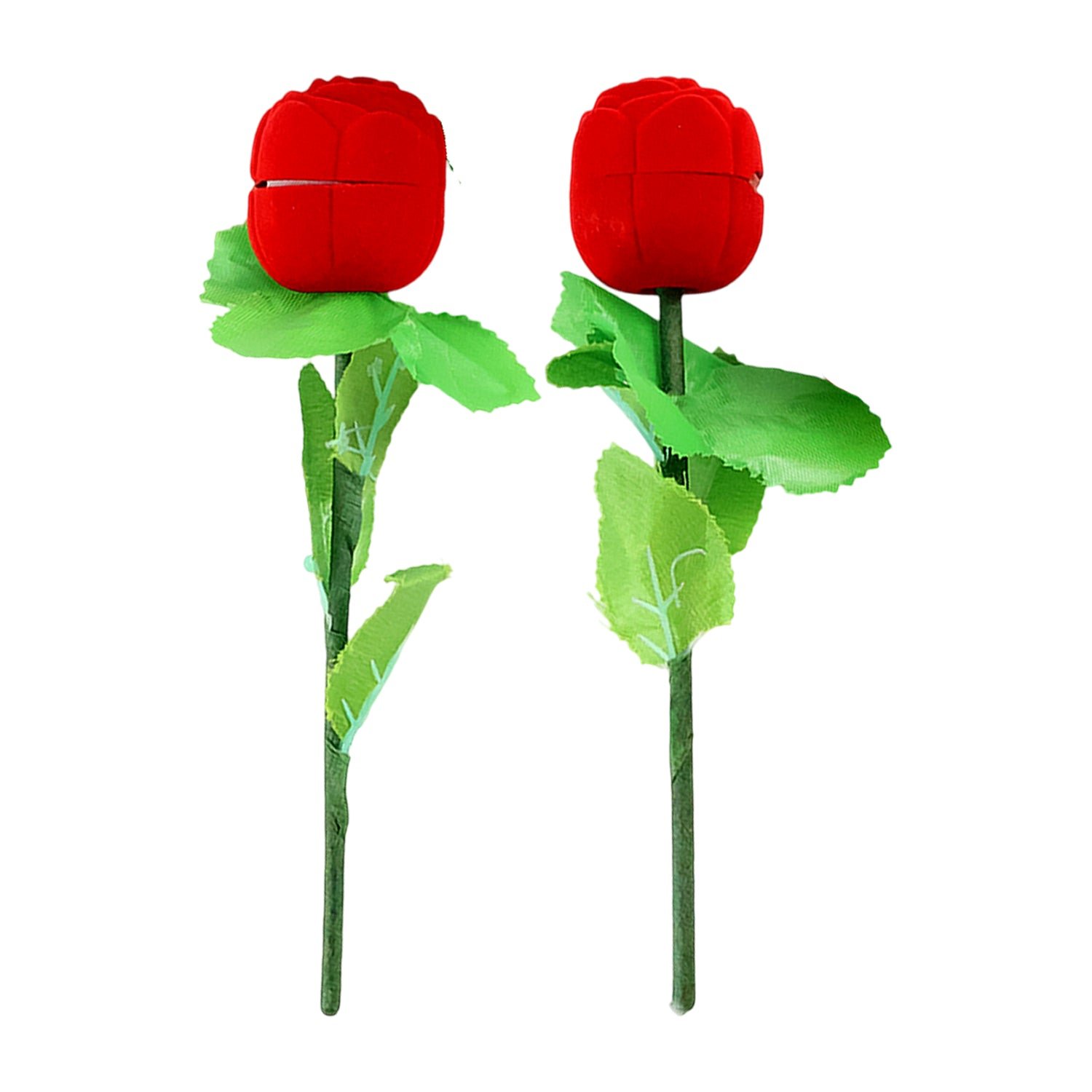 Artificial Rose Ring Box Set – 2 Piece Flower-Shaped Gift