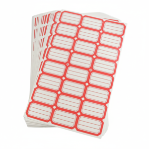 Self-Adhesive Label Stickers – 50 Red & White Sheets for Easy Organization
