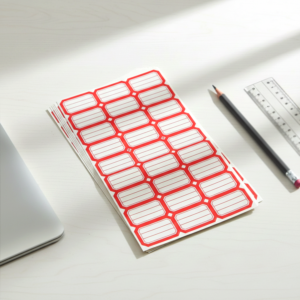 Self-Adhesive Label Stickers – 50 Red & White Sheets for Easy Organization