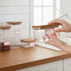 Self-Adhesive Label Stickers – 50 Red & White Sheets for Easy Organization