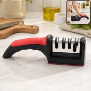 4 Stage Knife Sharpener Tool for Kitchen Knives with Non Slip Handl...