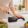 4 Stage Knife Sharpener Tool for Kitchen Knives with Non Slip Handl...