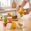 Square Ice Cube Mould Set with Lids Multicolor for Drinks and Cocktails (4 Pc)