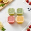 Square Ice Cube Mould Set with Lids Multicolor for Drinks and Cocktails (4 Pc)