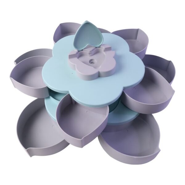 Rotating Candy Dish Flower Shape Multi Section Snack Box with Phone Holder (1 Set)