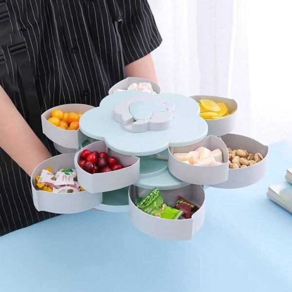 Rotating Candy Dish Flower Shape Multi Section Snack Box with Phone Holder (1 Set)