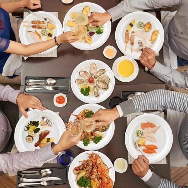 Disposable Round Food Serving Plate – 10 Pc Lightweight Set