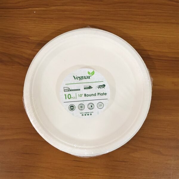 Disposable Round Food Serving Plate – 10 Pc Lightweight Set