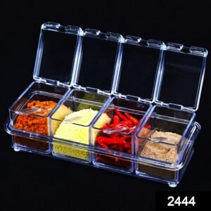 Acrylic Spice Rack – 4-Compartment Clear Seasoning Box | Lunchie Bunchie