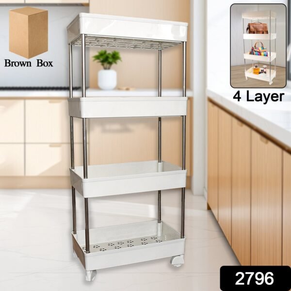 4 Layer Kitchen Rack – Durable Steel & Plastic Storage