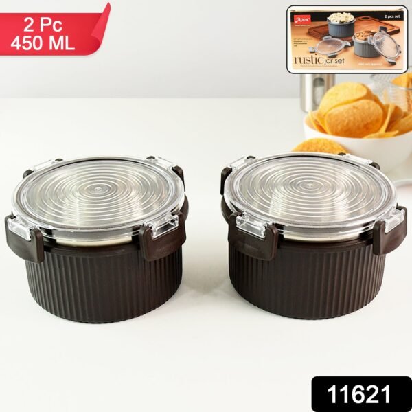 Rustic Jar Set – 2 Airtight 450ml Kitchen Storage Containers