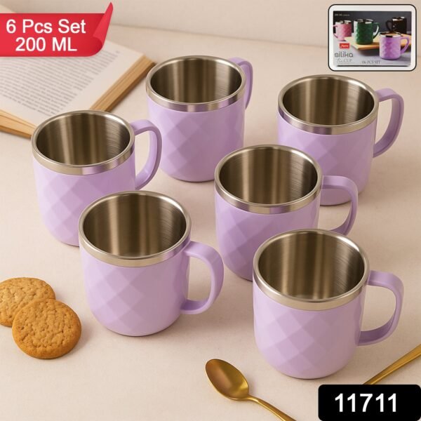 Stainless Steel Tea Cup Set – Elegant 200 ml Double Wall Design