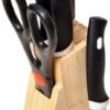 Kitchen Knife Set – 5-Piece Black Set with Wooden Block & Scissors