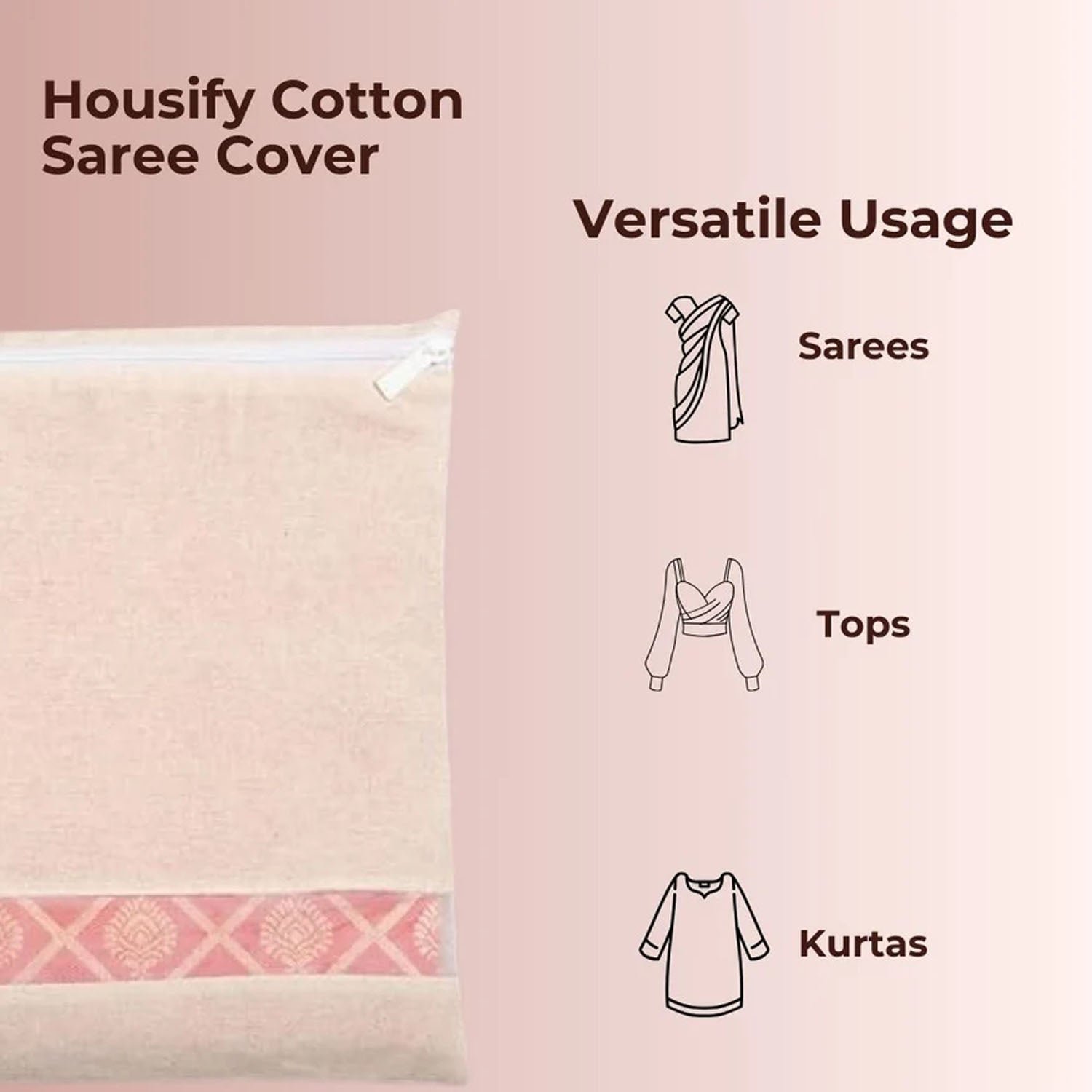 Saree Storage Bags with Zip Closure – Pack of 6, Multipurpose Protection