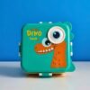 steel Kids Dinosaur Lunch Box Bento Tiffin with Steel Tray Spoon Sauce Cup (1 Set)