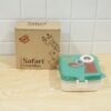 steel Kids Dinosaur Lunch Box Bento Tiffin with Steel Tray Spoon Sauce Cup (1 Set)