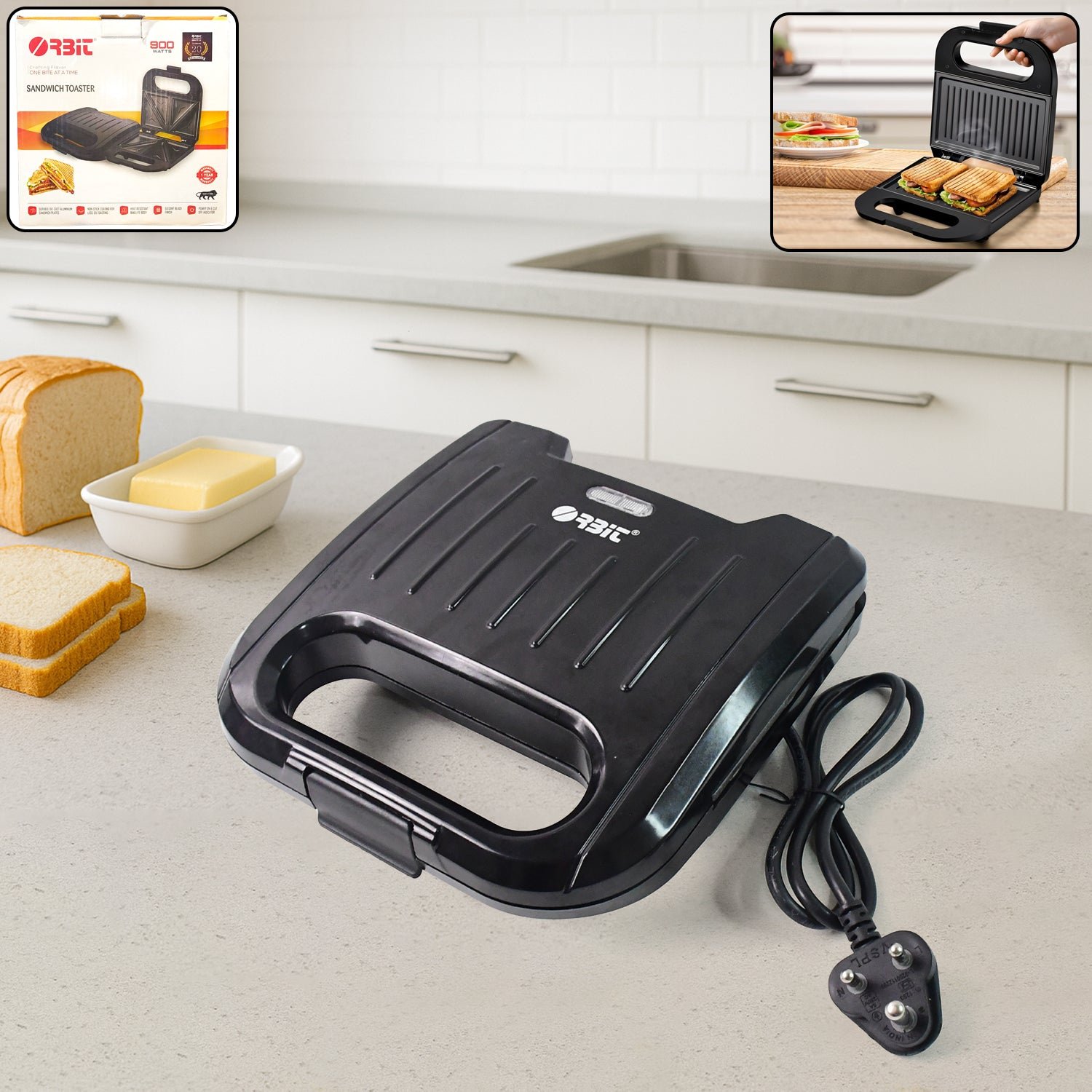 Sandwich Toaster – 800W Fast Toasting with Non-Stick Plates