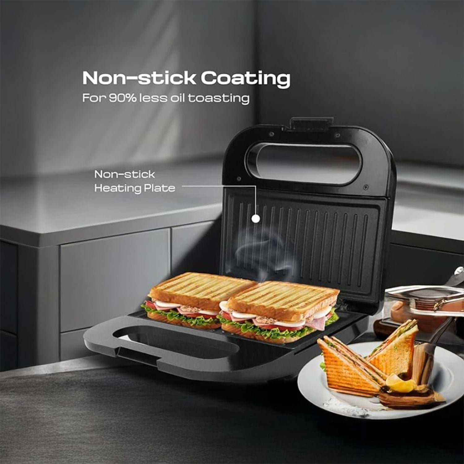 Sandwich Toaster – 800W Fast Toasting with Non-Stick Plates
