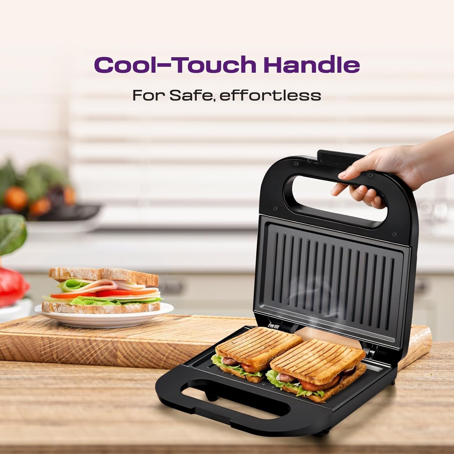 Sandwich Toaster – 800W Fast Toasting with Non-Stick Plates
