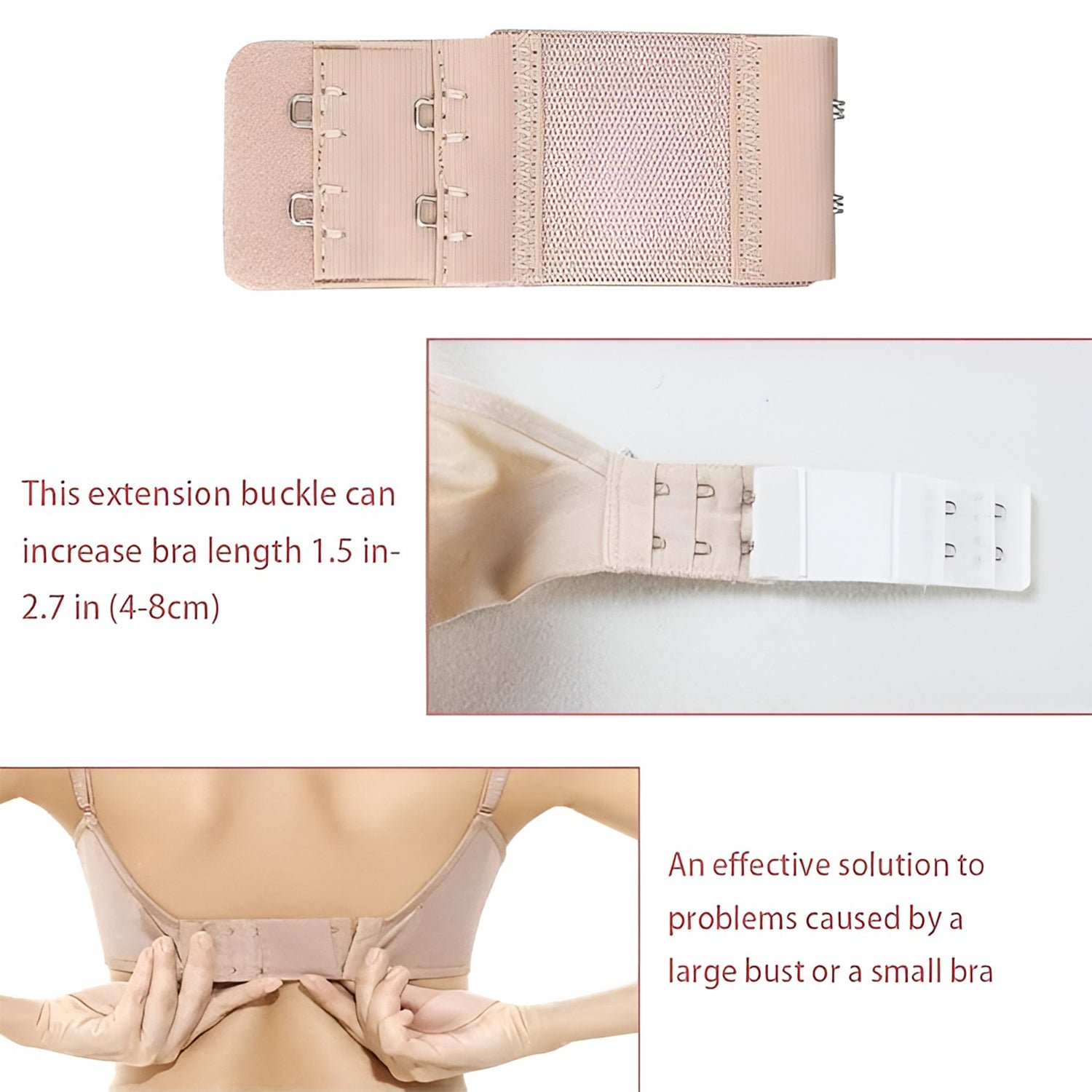 Bra Extender Set – Adjustable 3-Piece 2-Hook for Comfort Fit