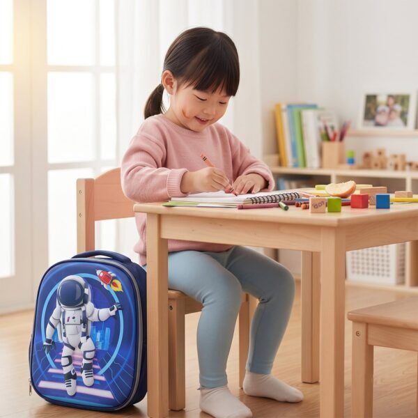 Kids School Backpack Sling Crossbody Bag Astronaut Print Hard Shell (1 Pc)