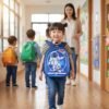Kids School Backpack Sling Crossbody Bag Astronaut Print Hard Shell (1 Pc)