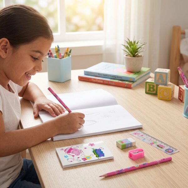Kids School Stationery Kit with Pencils Eraser Sharpener Ruler Pouch (1 Set)