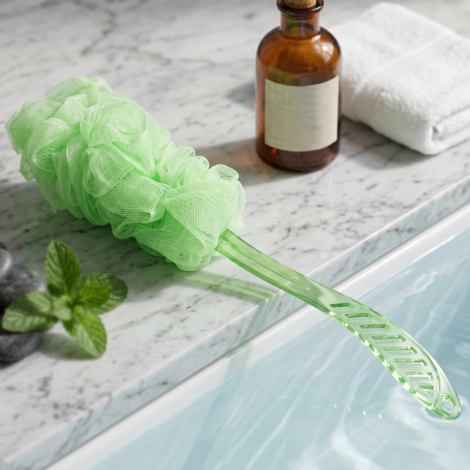 Long Handle Bath Loofah – 45cm Reach Back Scrubber | Mist & Relax