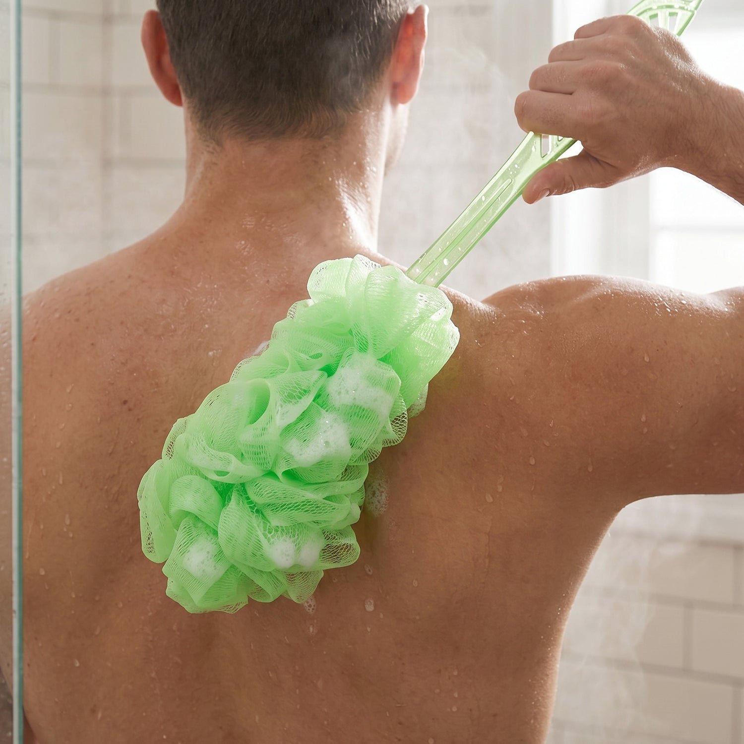 Long Handle Bath Loofah – 45cm Reach Back Scrubber | Mist & Relax